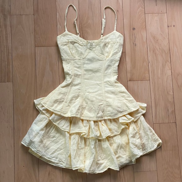 Blanco By Nature Dresses & Skirts - NWT 100 Cotton Coquette Soft Girl Yellow Skort Set Corset Peplum Ruffle Boutique